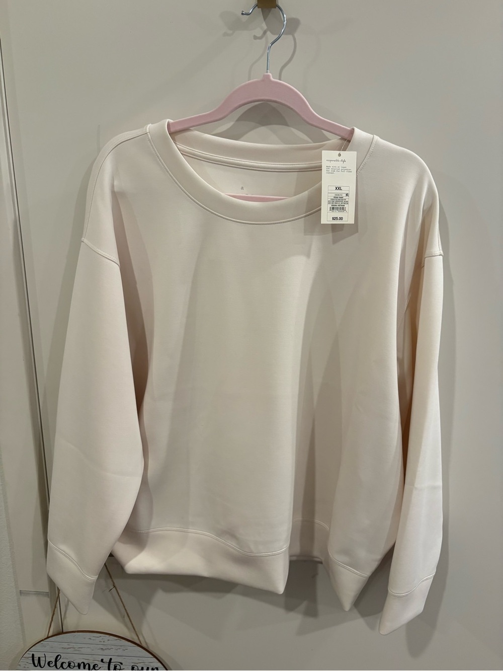 a new day unisex Cream-White Crewneck Sweater